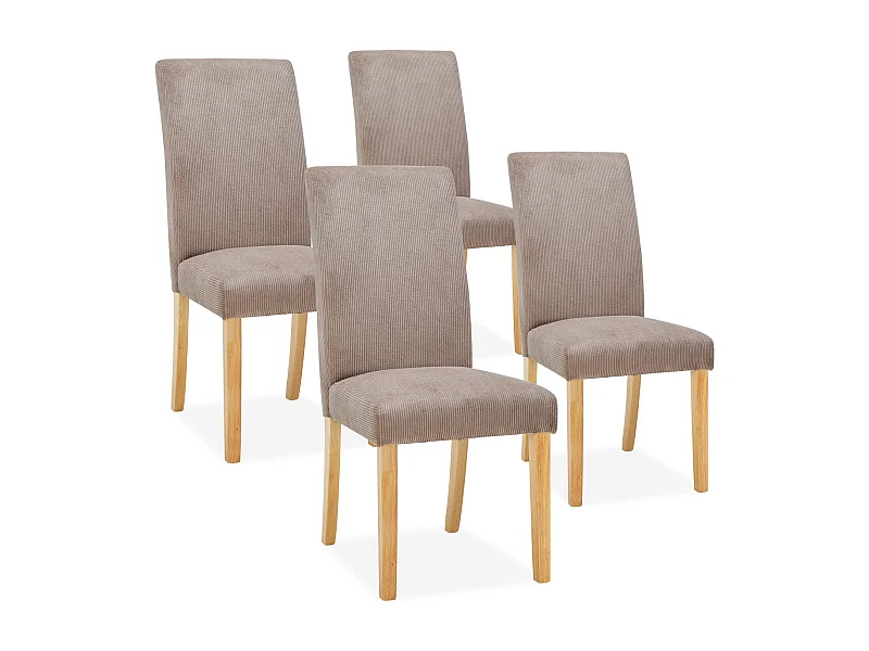 Lot de 4 chaises Rosie velours côtelé Taupe