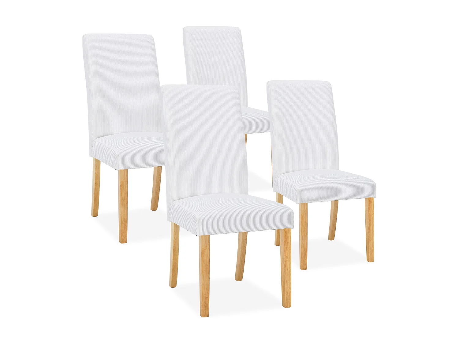 Lot de 4 chaises Rosie velours côtelé Blanc
