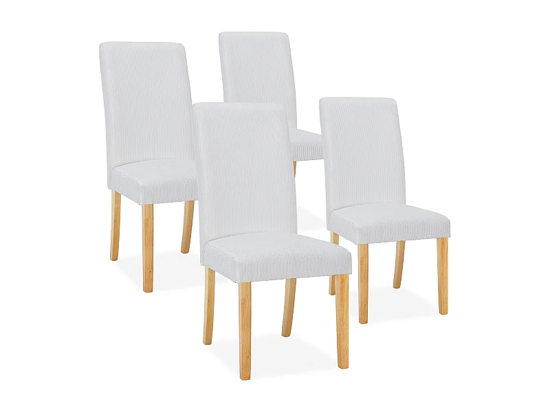 Lot de 4 chaises Rosie velours côtelé Blanc
