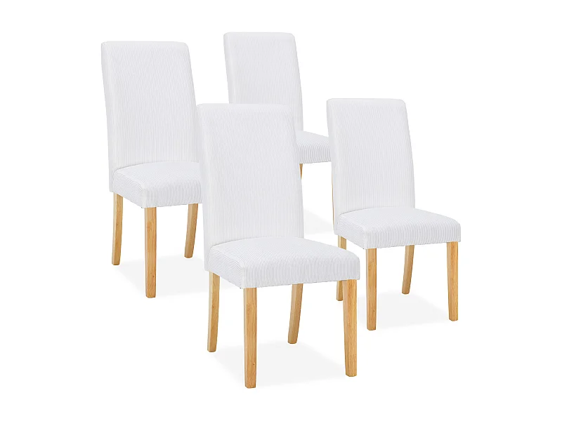 Lot de 4 chaises Rosie velours côtelé Blanc
