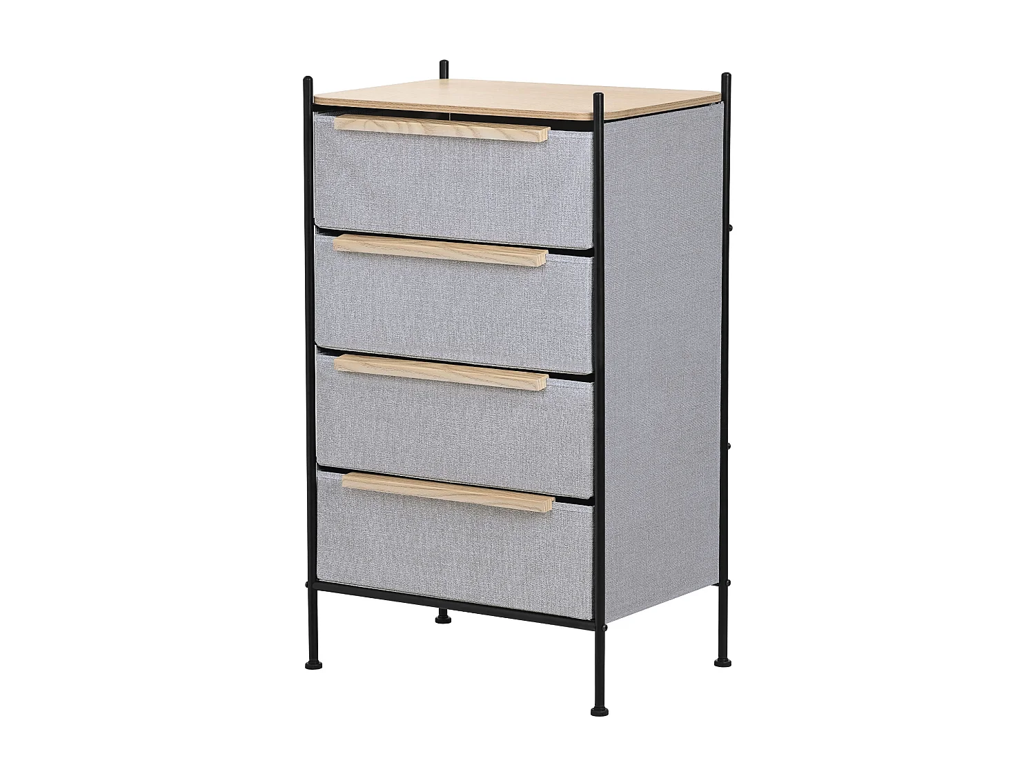 ML-Design Cómoda con 4 cajones de tela 58 x 78 x 42,5cm gris cajonera con tablero MDF y estructura de acero unidad de almacenamiento gabinete de salón