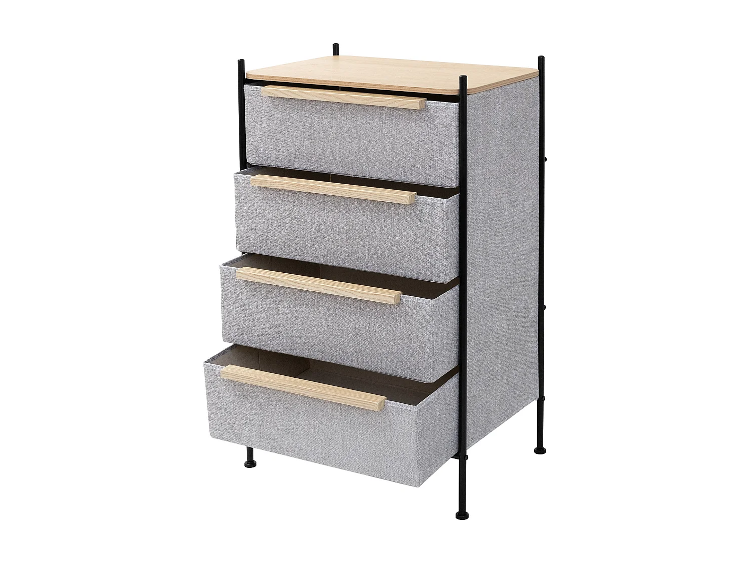 ML-Design Cómoda con 4 cajones de tela 58 x 78 x 42,5cm gris cajonera con tablero MDF y estructura de acero unidad de almacenamiento gabinete de salón