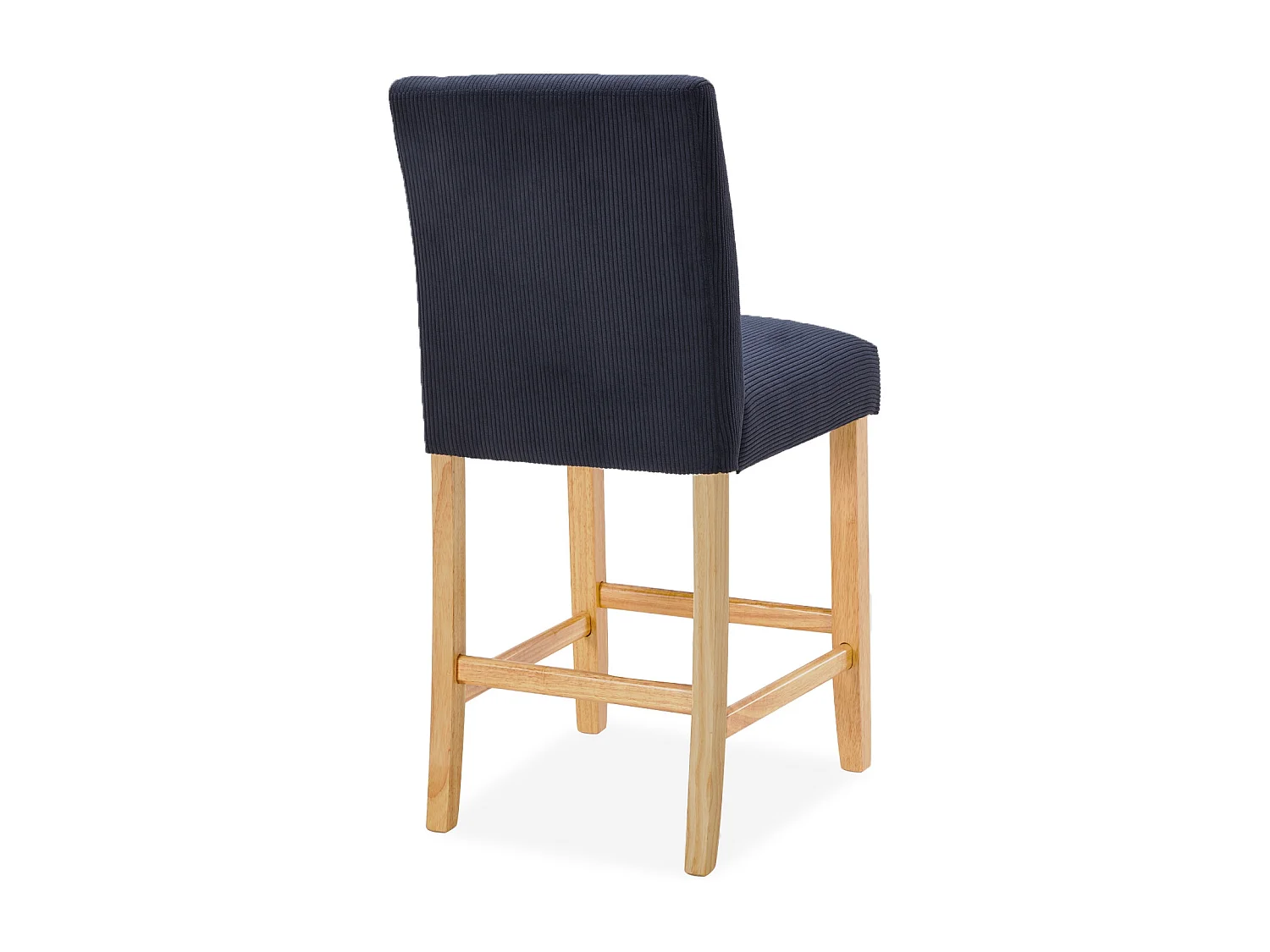 Lot de 4 chaises de bar en bois Rosie velours côtelé Noir - H65cm