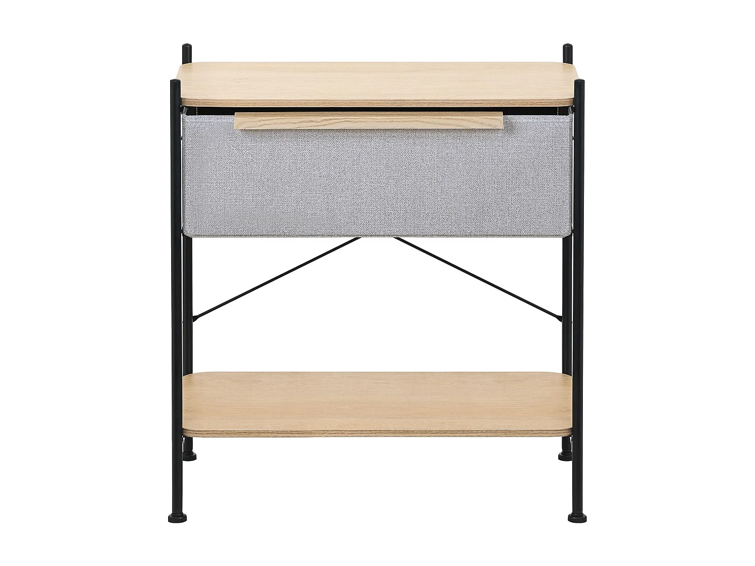 ML-Design Cassettiera con cassetto in tessuto grigio 62x67,5x42,5 cm in mdf e acciaio, comodino, tavolino laterale per camera da letto o soggiorno