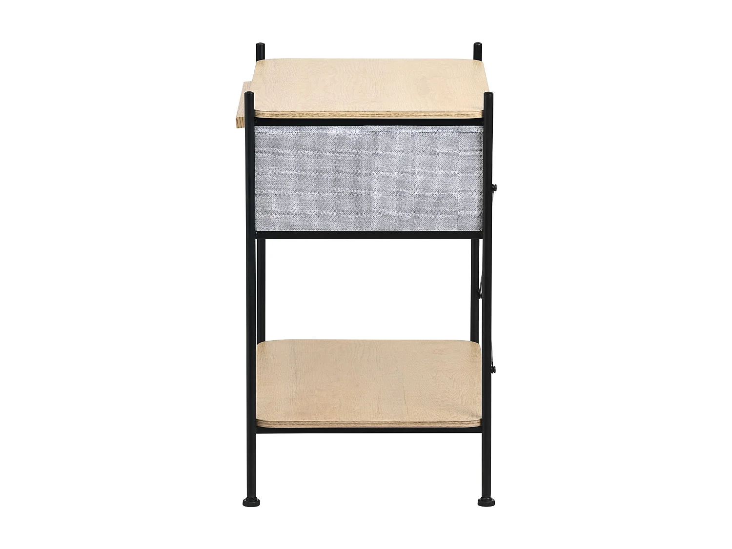 ML-Design Cassettiera con cassetto in tessuto grigio 62x67,5x42,5 cm in mdf e acciaio, comodino, tavolino laterale per camera da letto o soggiorno