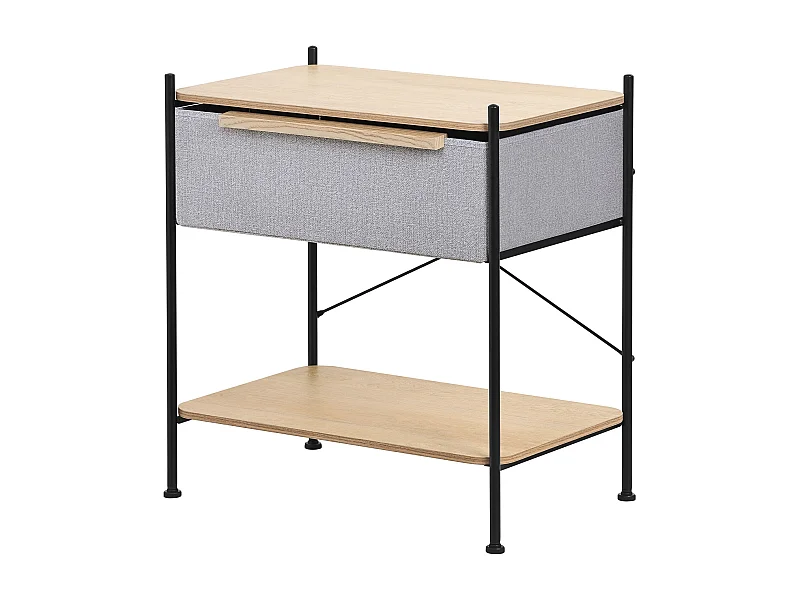 ML-Design Cassettiera con cassetto in tessuto grigio 62x67,5x42,5 cm in mdf e acciaio, comodino, tavolino laterale per camera da letto o soggiorno