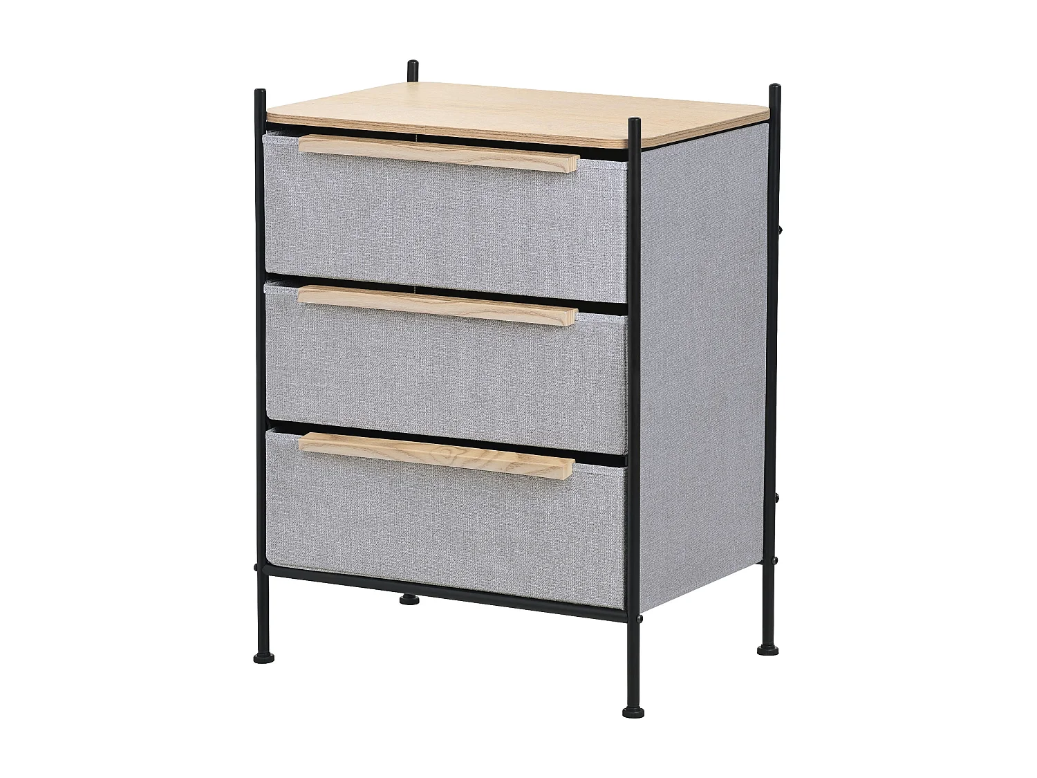 ML-Design Cómoda con 3 cajones de tela 58 x 78 x 42,5cm gris cajonera con tablero MDF y estructura de acero unidad de almacenamiento gabinete de salón