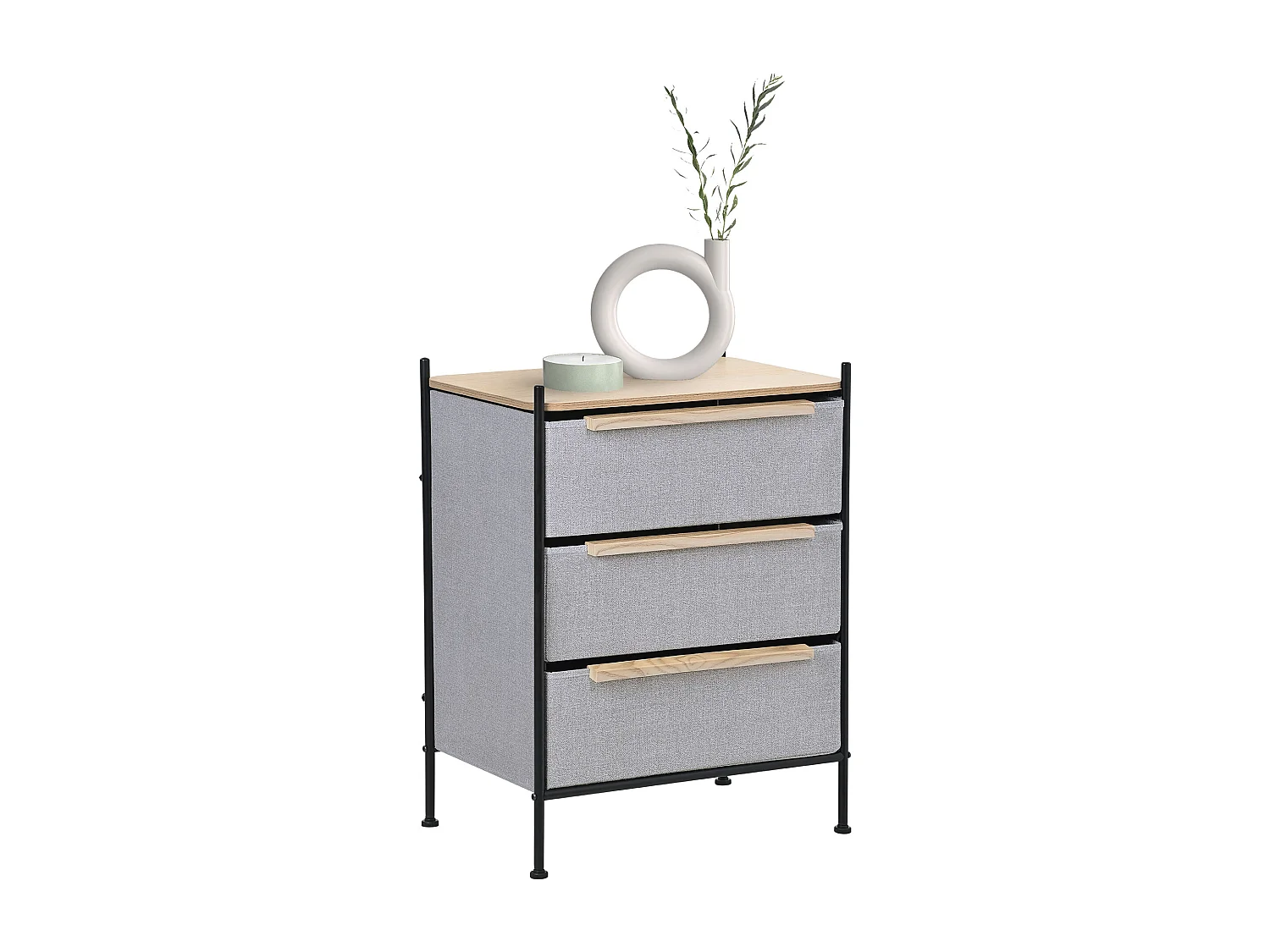 ML-Design Cómoda con 3 cajones de tela 58 x 78 x 42,5cm gris cajonera con tablero MDF y estructura de acero unidad de almacenamiento gabinete de salón