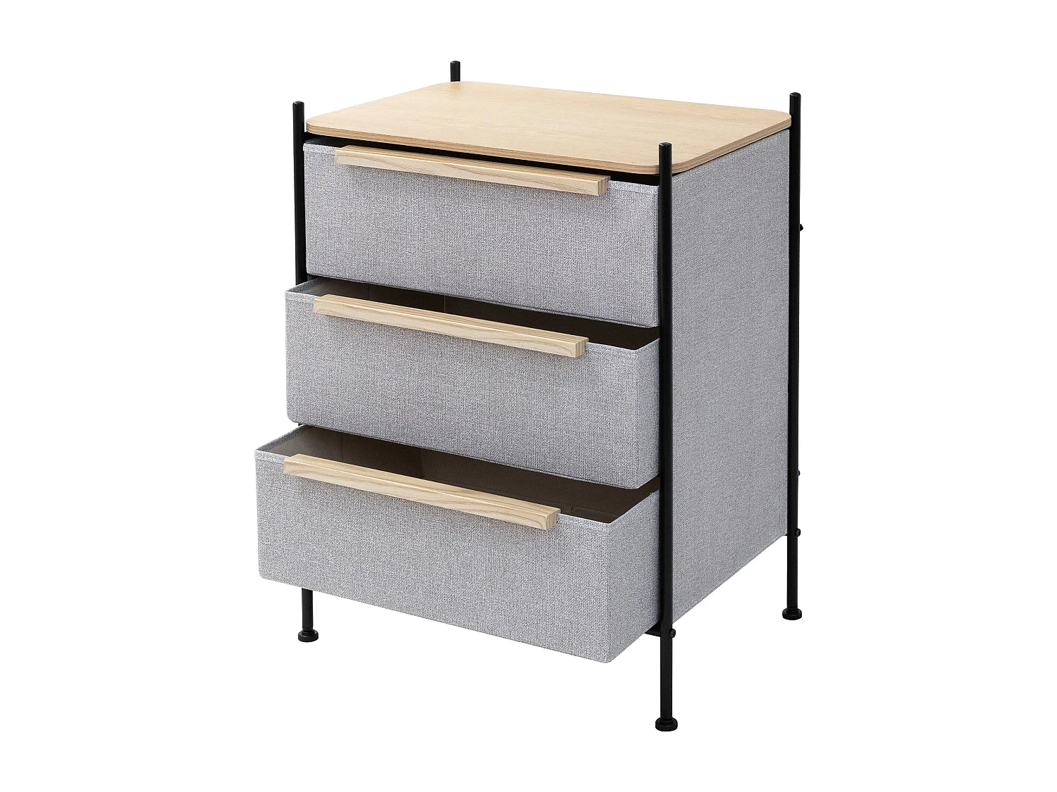 ML-Design Cómoda con 3 cajones de tela 58 x 78 x 42,5cm gris cajonera con tablero MDF y estructura de acero unidad de almacenamiento gabinete de salón