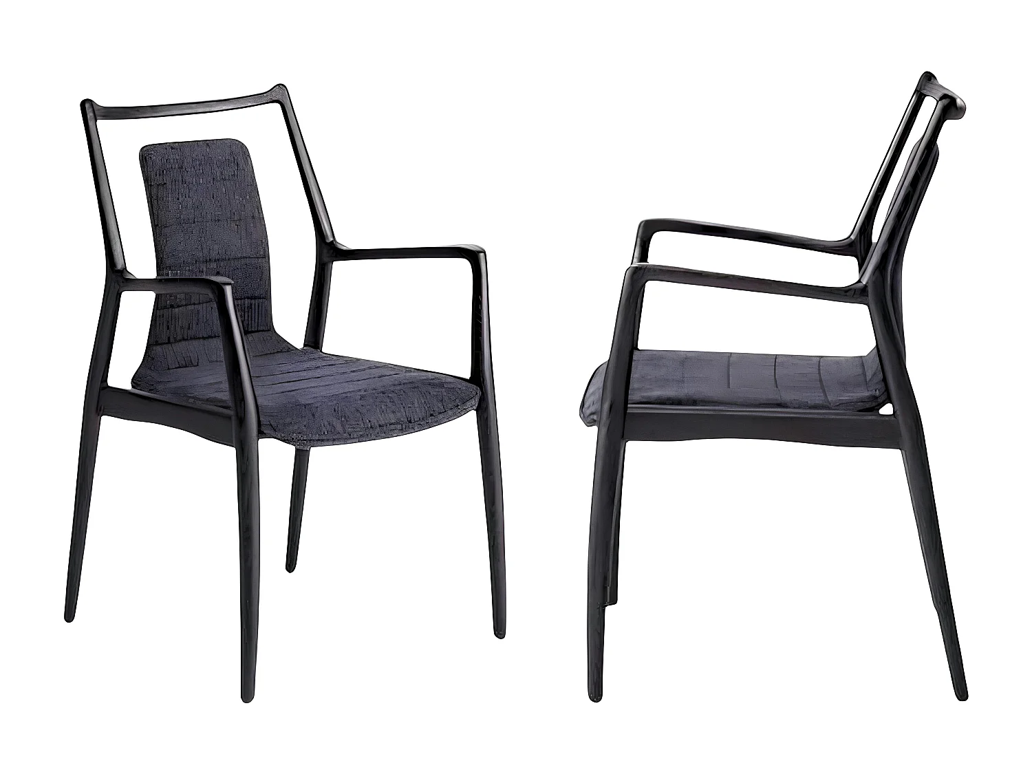 Chaise design anthracite à structure noire (lot de 2) ALDER
