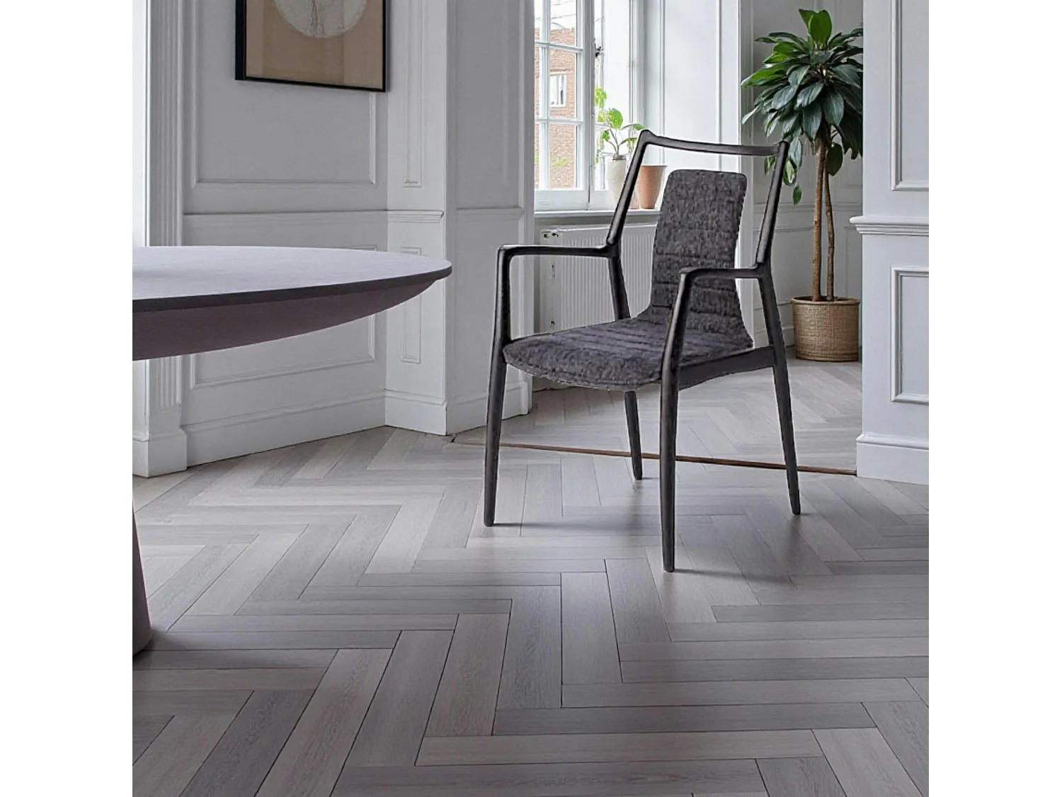 Chaise design anthracite à structure noire (lot de 2) ALDER