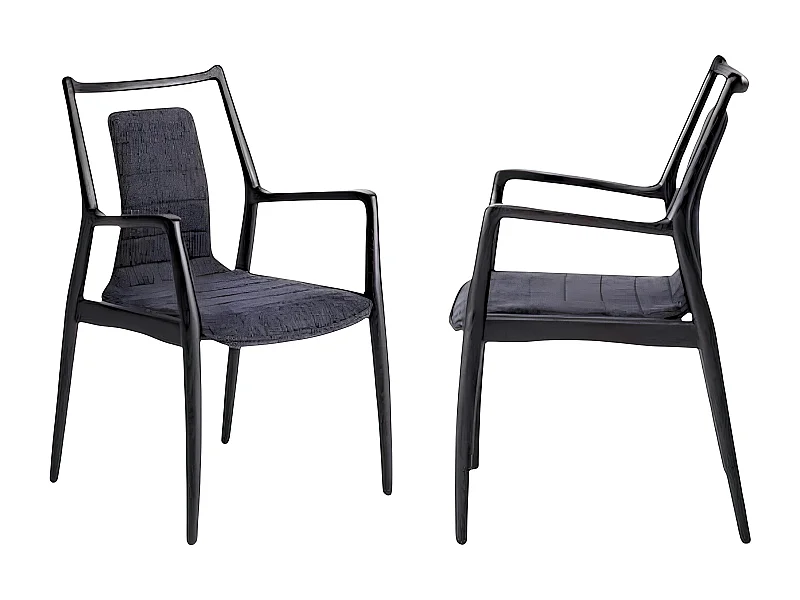 Chaise design anthracite à structure noire (lot de 2) ALDER