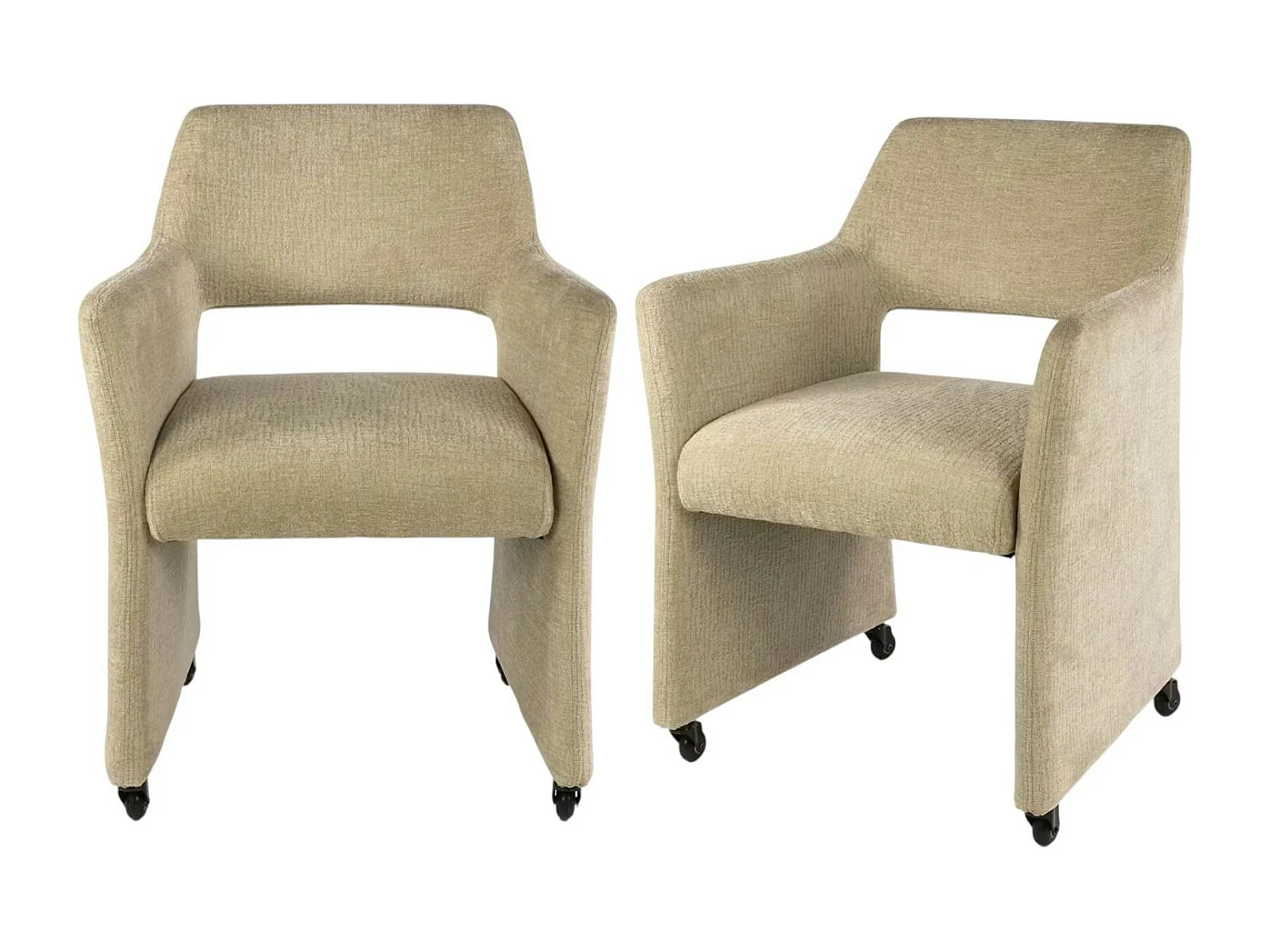 Fauteuil design beige sable à roulettes (lot de 2) CREEK