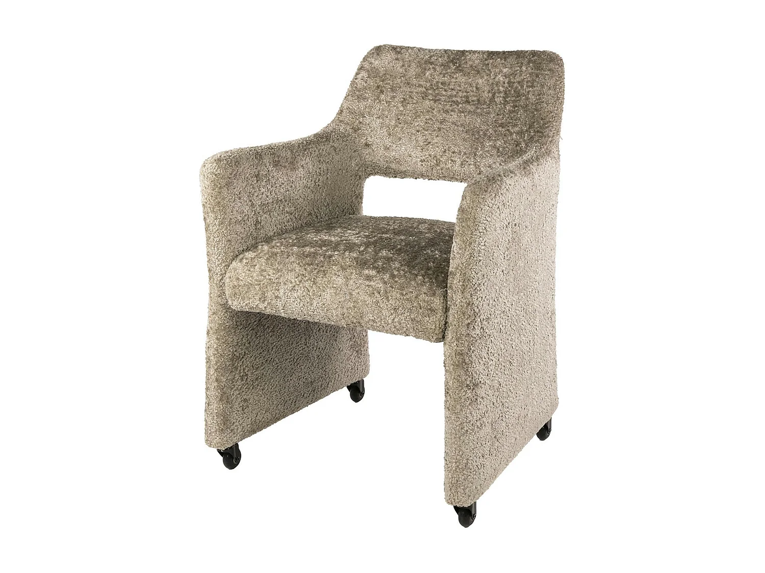 Fauteuil confortable à roulettes tissu cosy beige (x2) CREEK