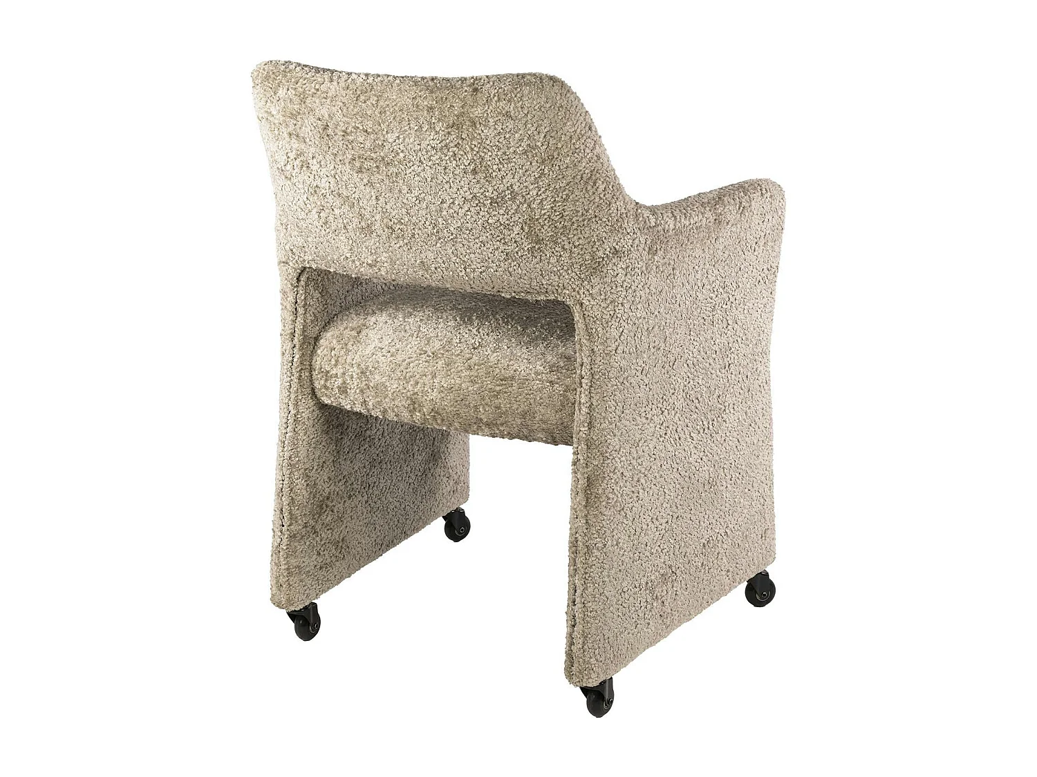 Fauteuil confortable à roulettes tissu cosy beige (x2) CREEK