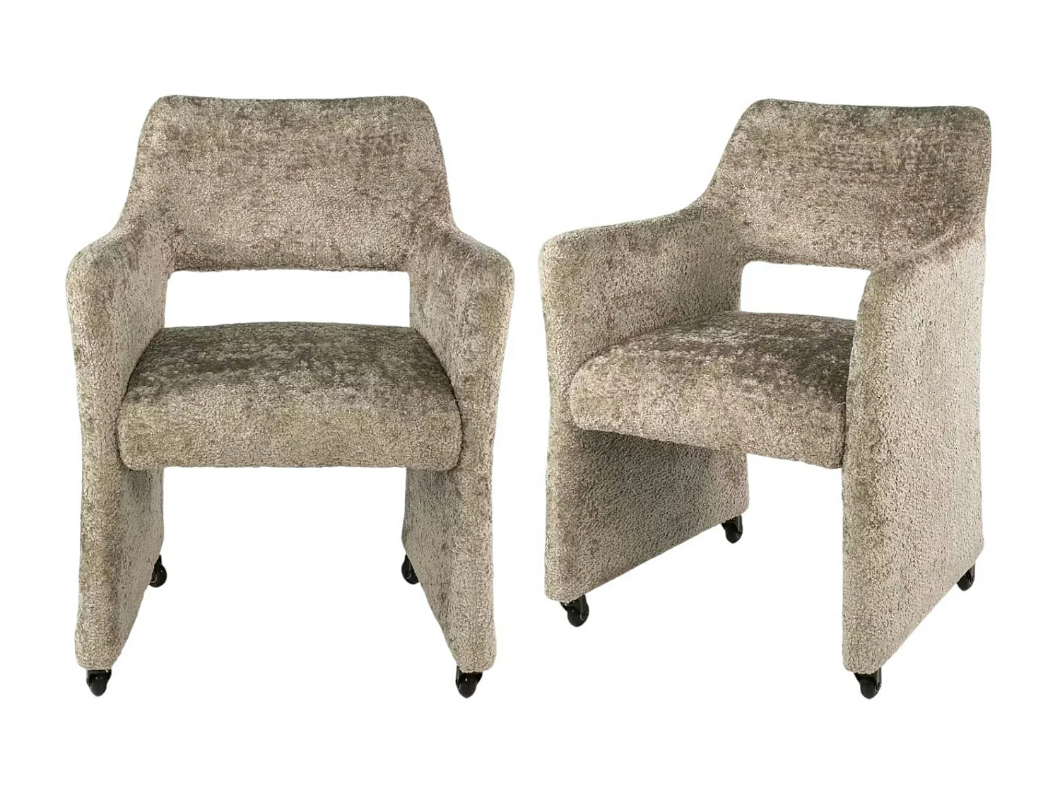 Fauteuil confortable à roulettes tissu cosy beige (x2) CREEK