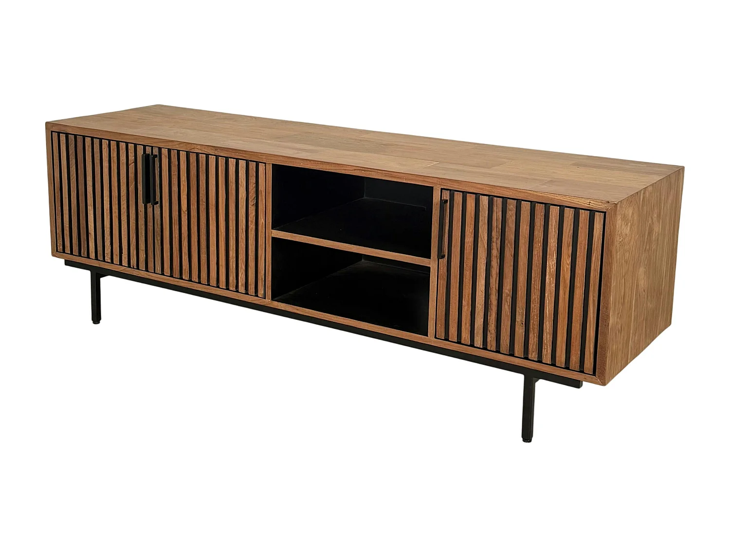 Meuble TV 3 portes 2 niches teck recyclé FANO