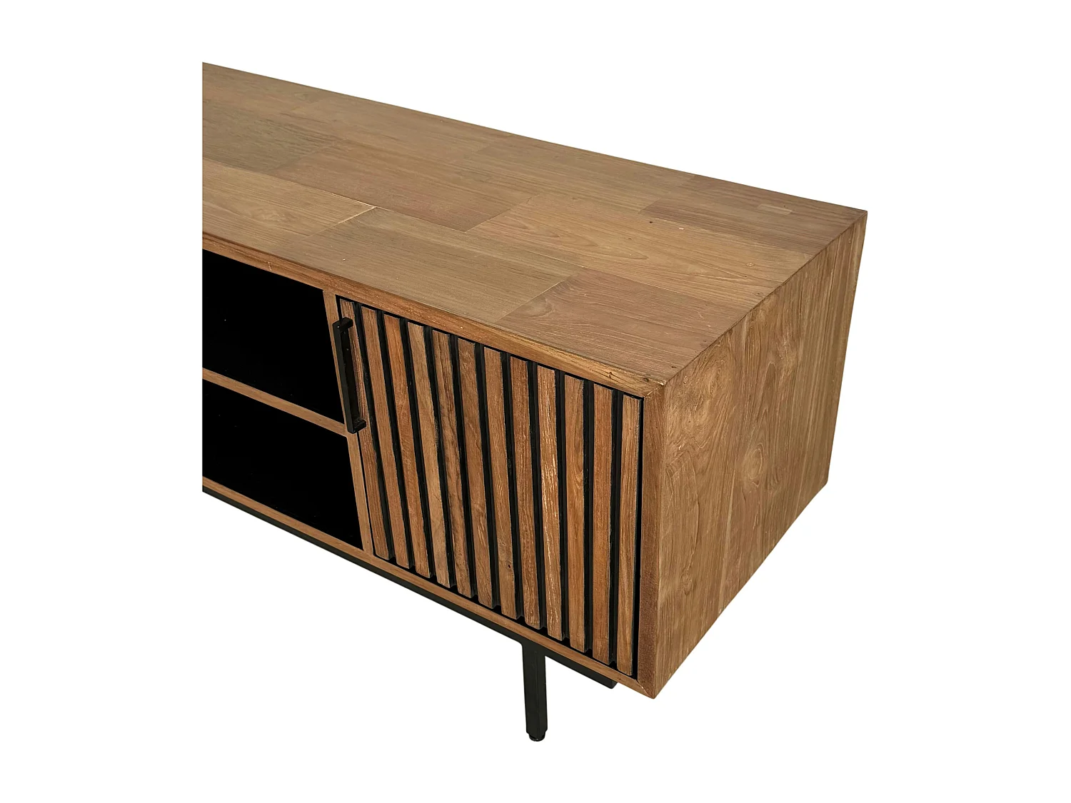 Meuble TV 3 portes 2 niches teck recyclé FANO