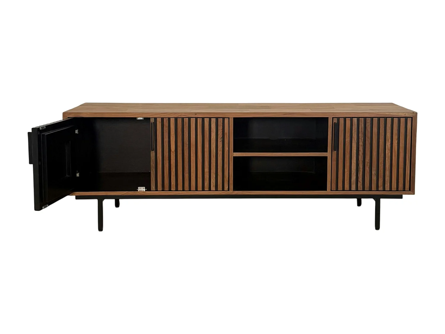 Meuble TV 3 portes 2 niches teck recyclé FANO