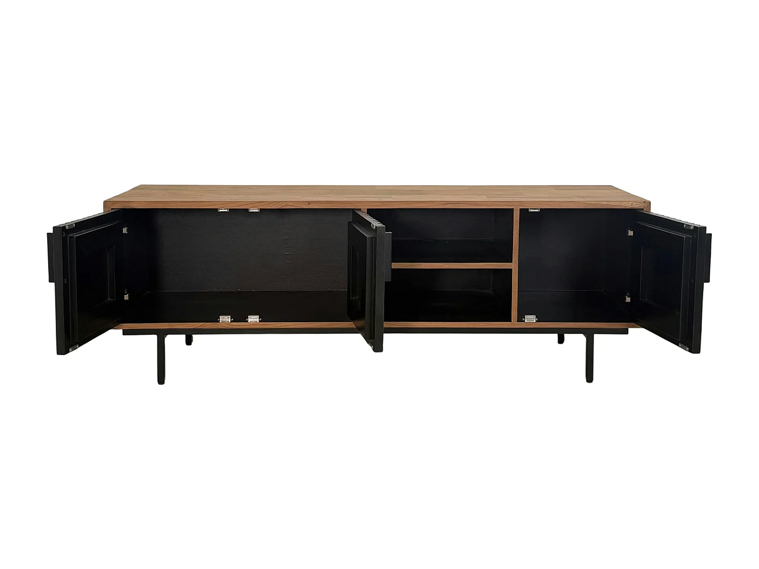 Meuble TV 3 portes 2 niches teck recyclé FANO