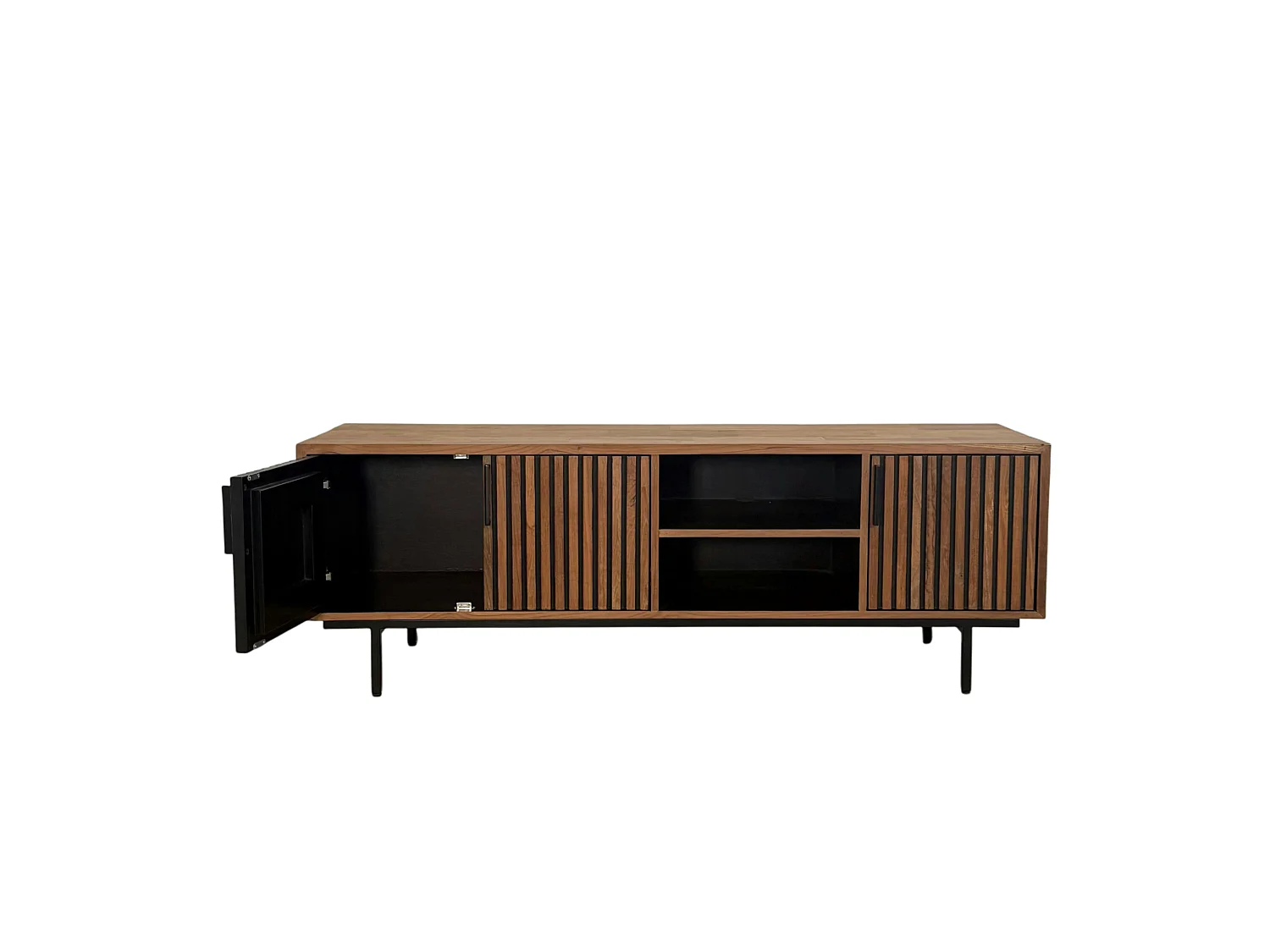 Meuble TV 3 portes 2 niches teck recyclé FANO