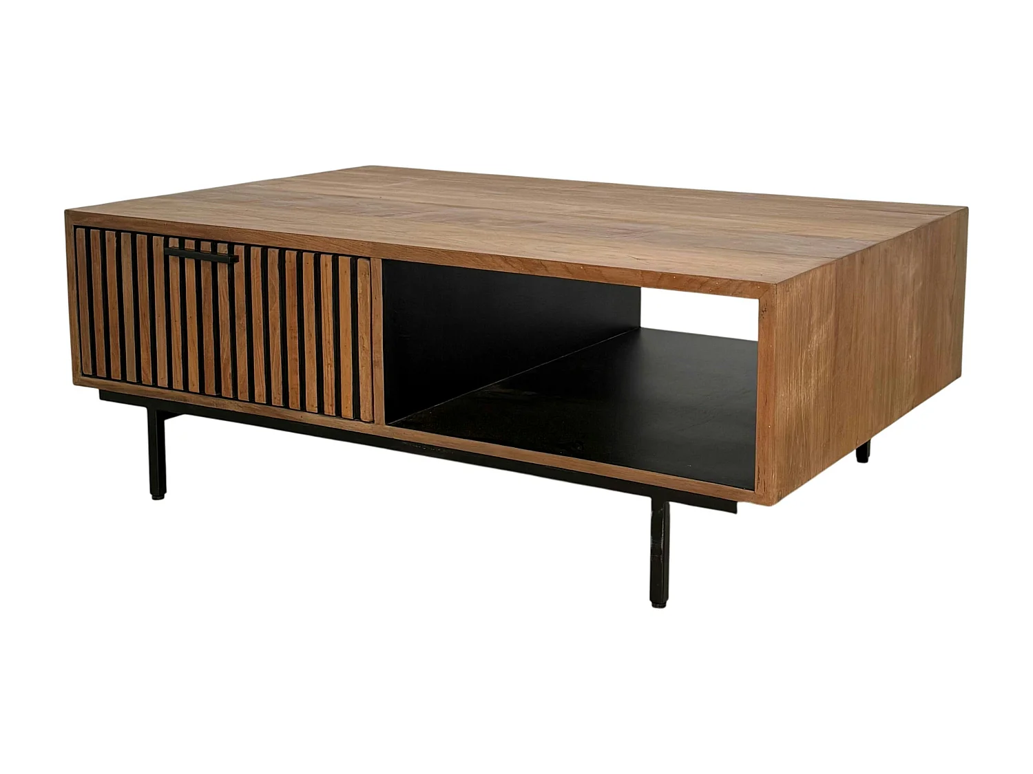 Table basse design teck recyclé 2 tiroirs FANO