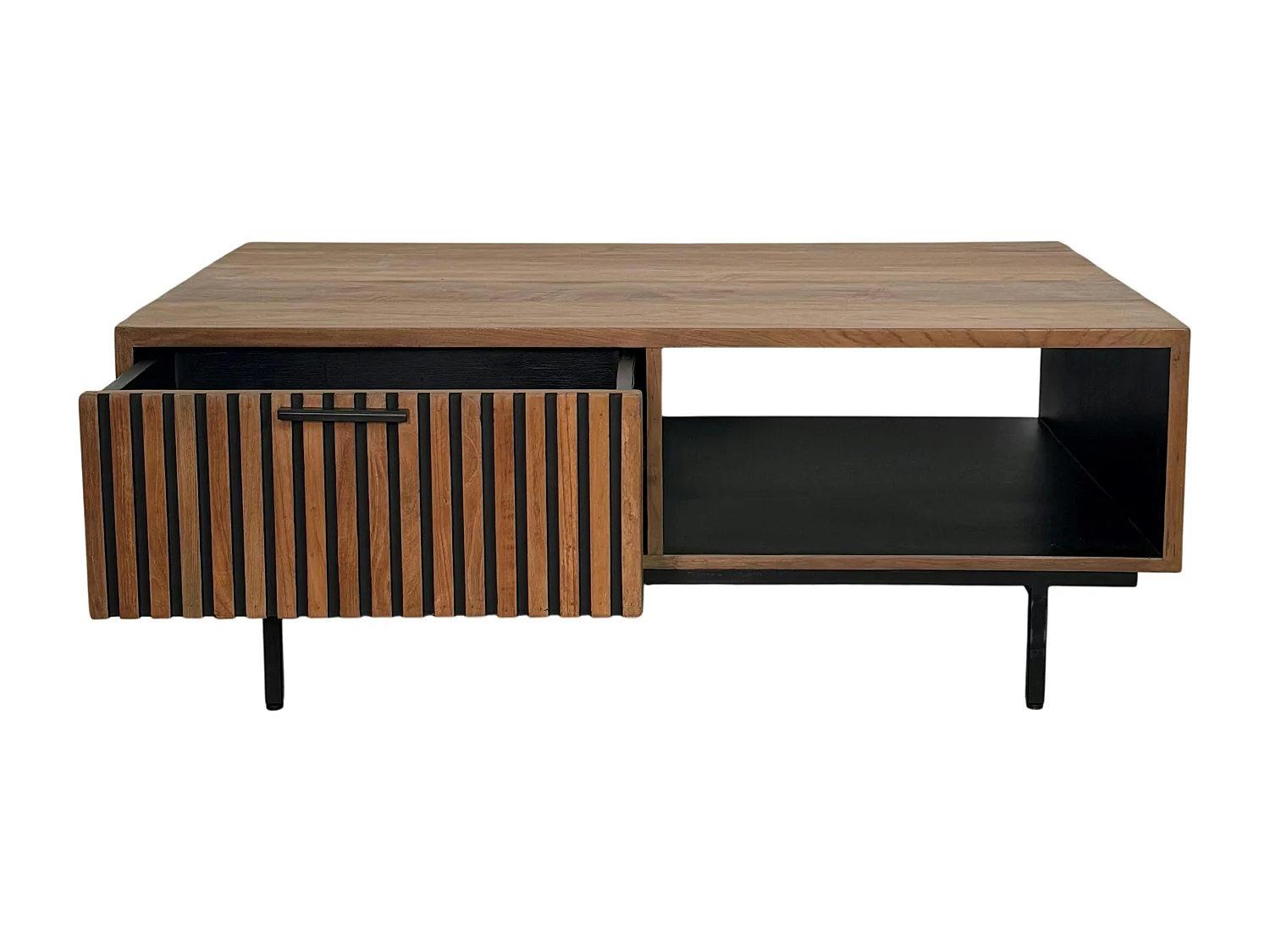 Table basse design teck recyclé 2 tiroirs FANO