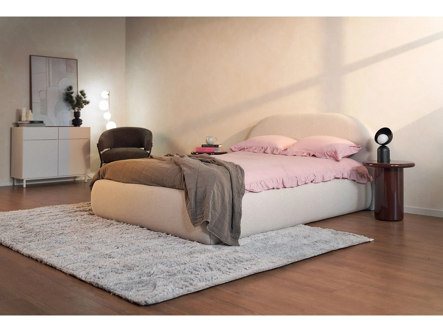 Sideboard zweitürig mit Rillenfront und 2 Schubladen – Greige – 100 cm – VELDIO NEW