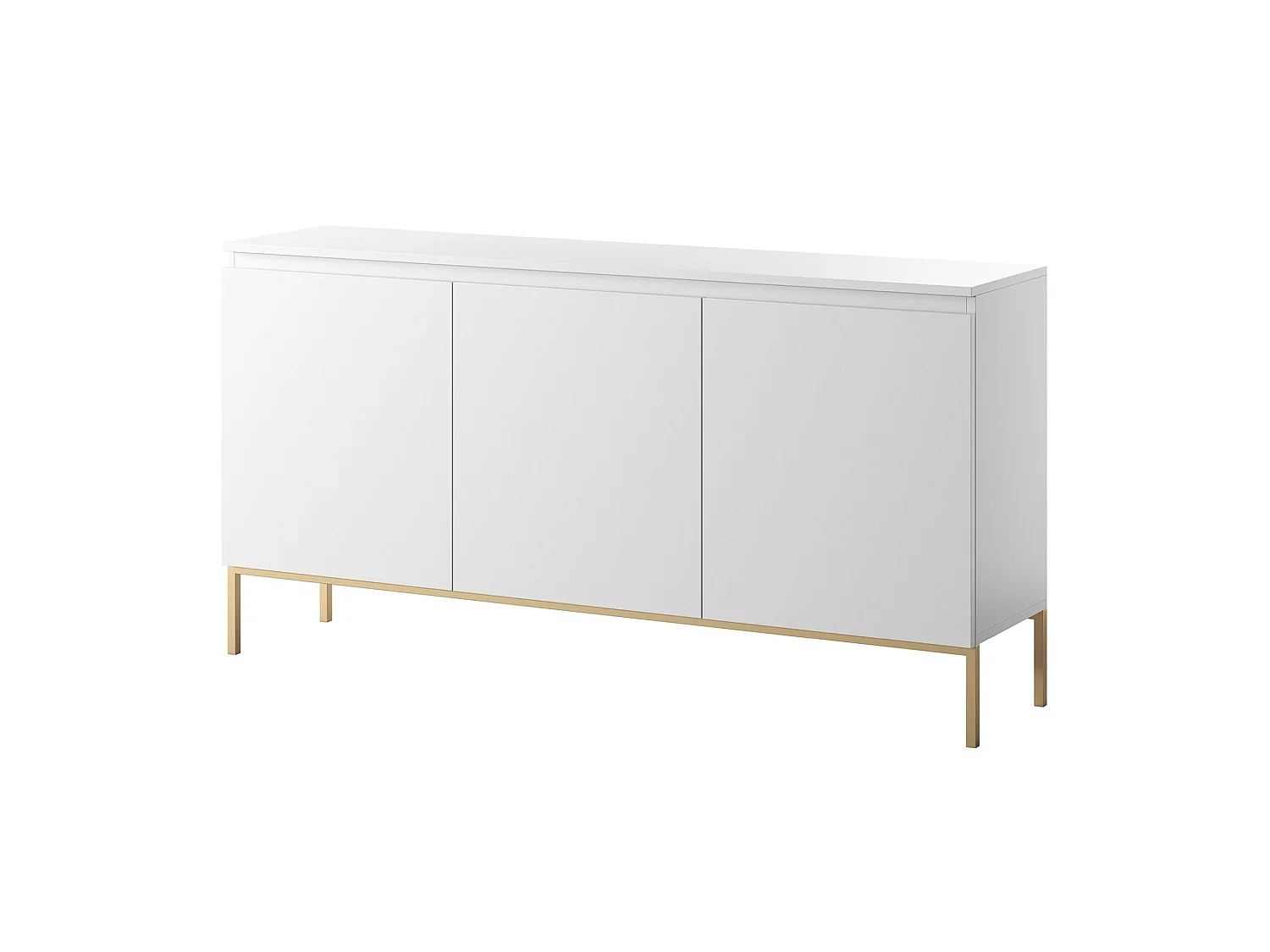 Commode à trois portes 150 cm – blanc, pieds dorés – BEMMI