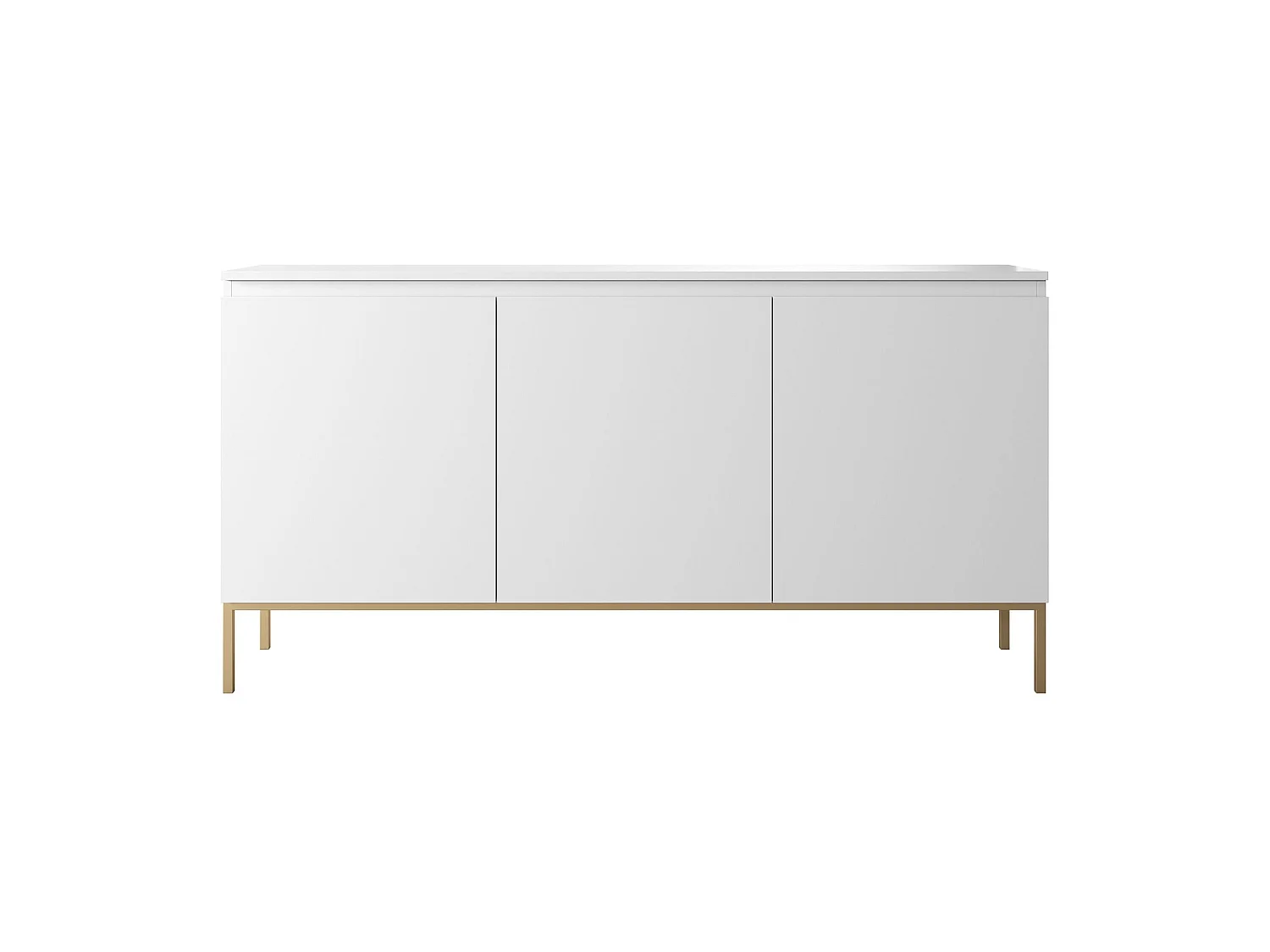 Commode à trois portes 150 cm – blanc, pieds dorés – BEMMI