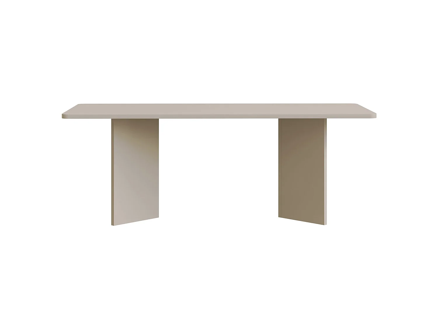 Table à manger rectangulaire – Gris cachemire – bords arrondis, piètement plein – 204x90 cm – QUBEO