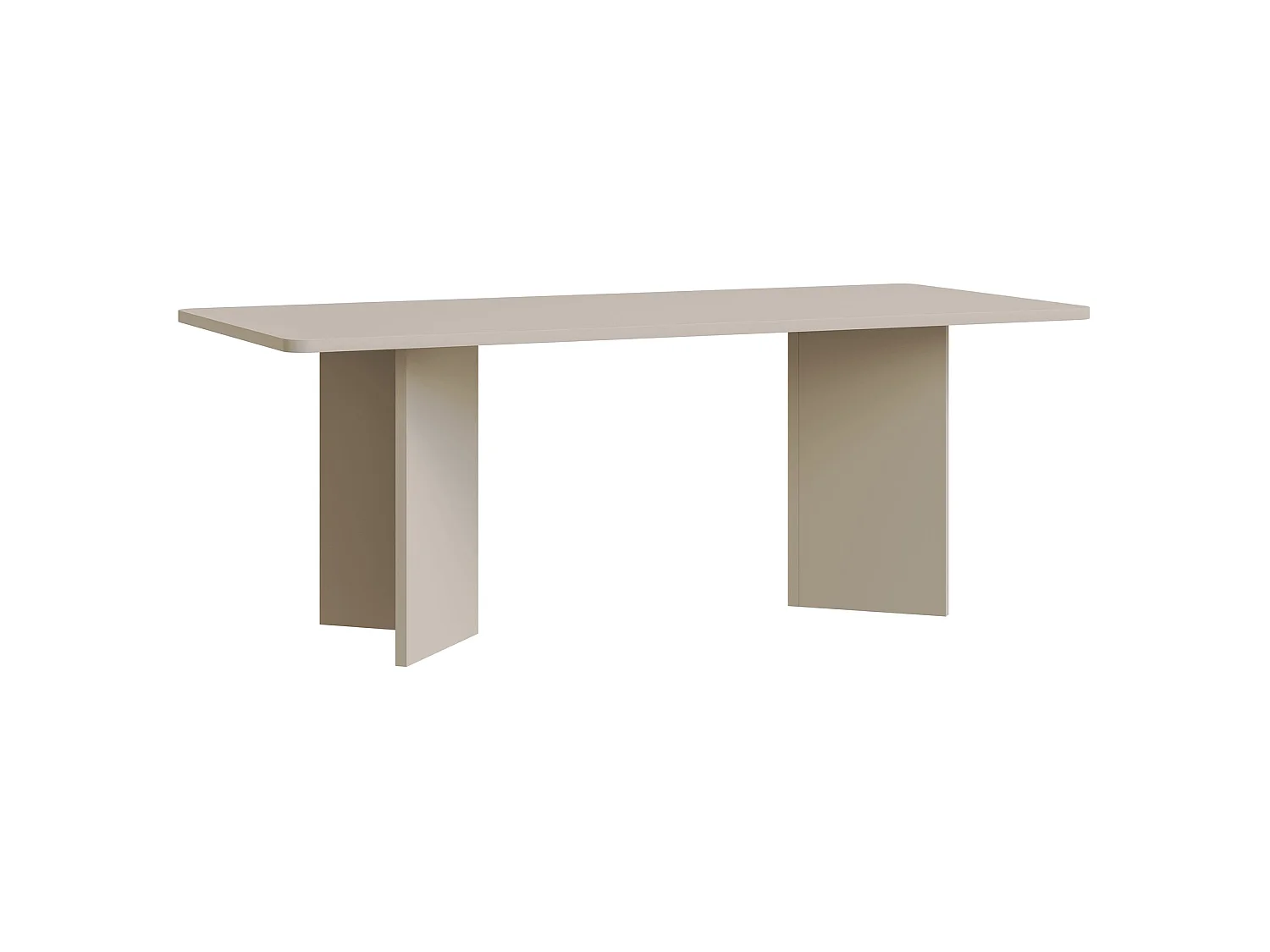 Table à manger rectangulaire – Gris cachemire – bords arrondis, piètement plein – 204x90 cm – QUBEO