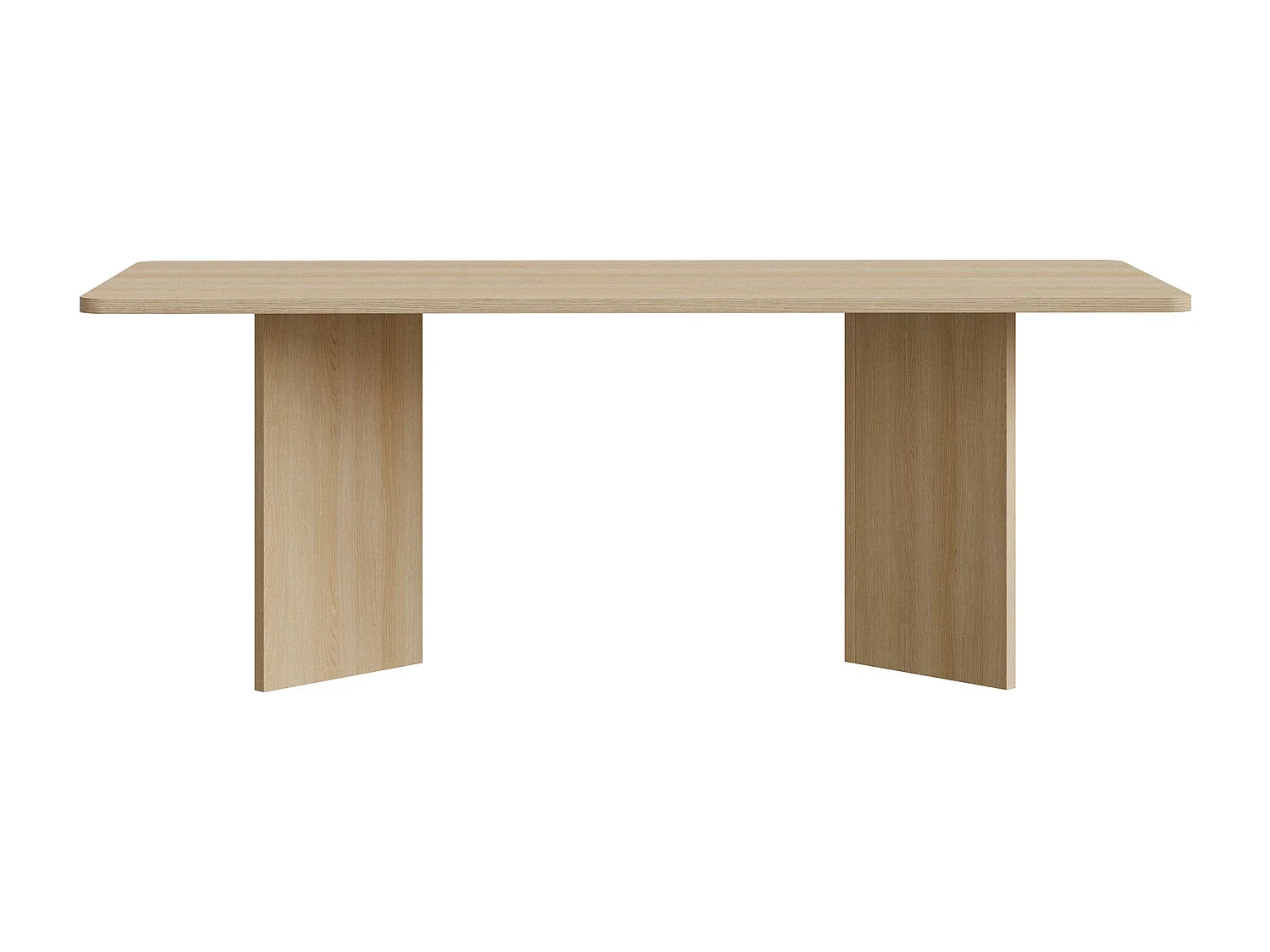 Eettafel 204×90 cm – rechthoekig met afgeronde hoeken en paneelpoten – houtlook eiken – QUBEO