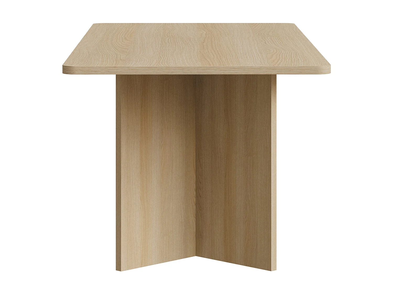 Eettafel 204×90 cm – rechthoekig met afgeronde hoeken en paneelpoten – houtlook eiken – QUBEO