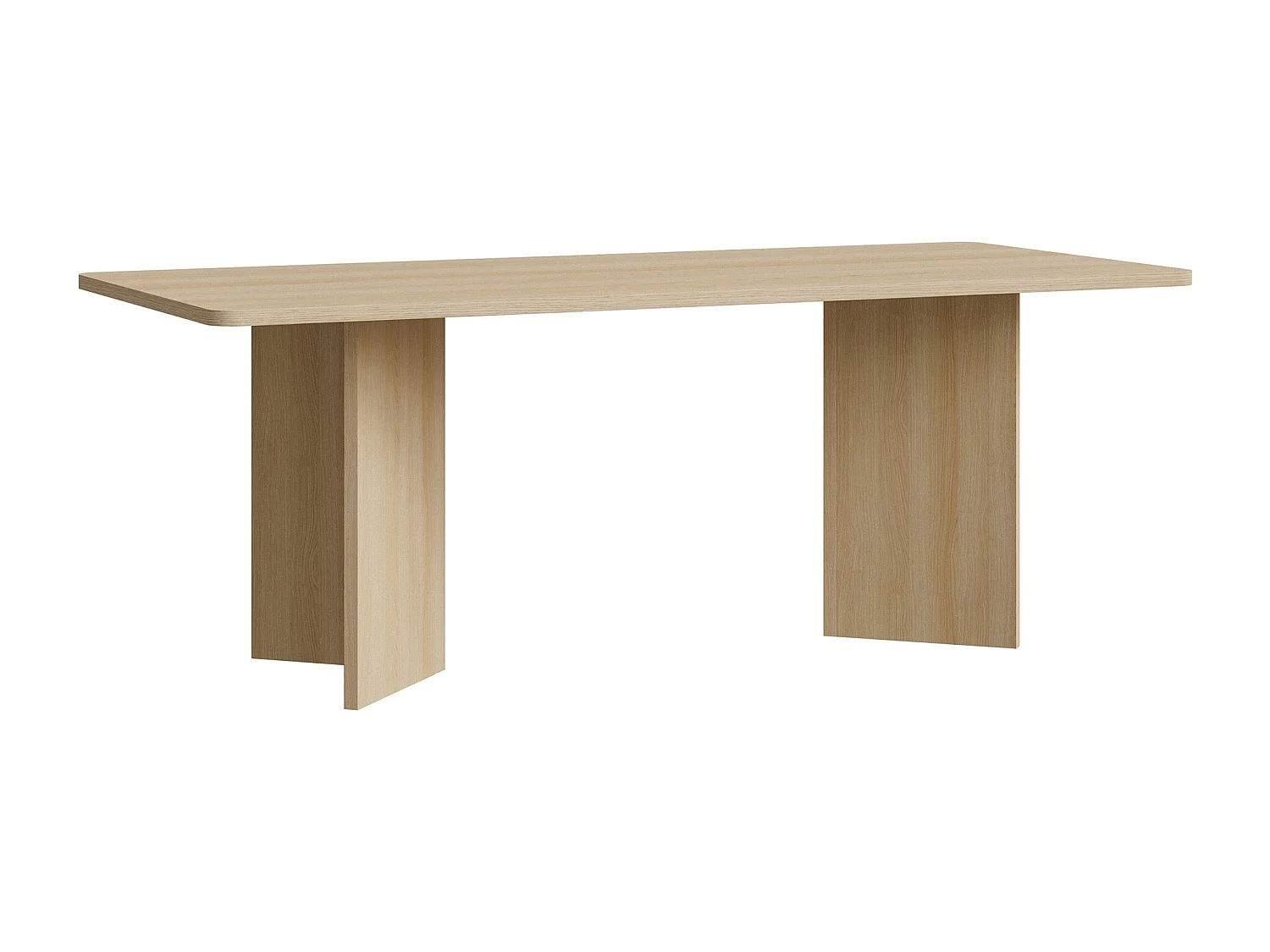 Eettafel 204×90 cm – rechthoekig met afgeronde hoeken en paneelpoten – houtlook eiken – QUBEO