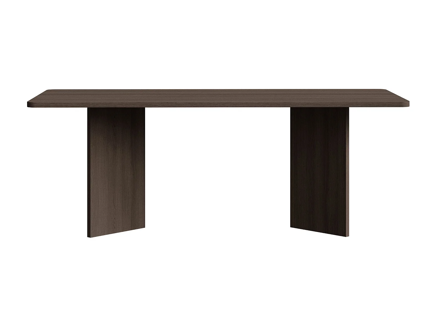 Eettafel 204×90 cm – rechthoekig met afgeronde hoeken en paneelpoten – houtlook essen bruin – QUBEO