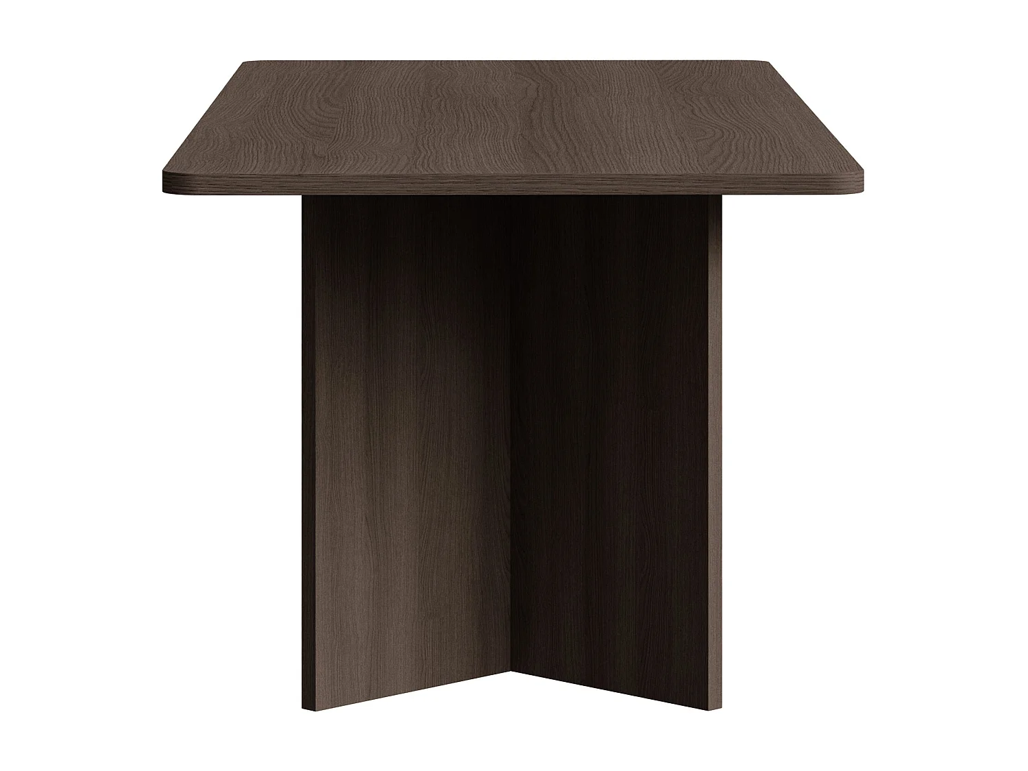 Eettafel 204×90 cm – rechthoekig met afgeronde hoeken en paneelpoten – houtlook essen bruin – QUBEO
