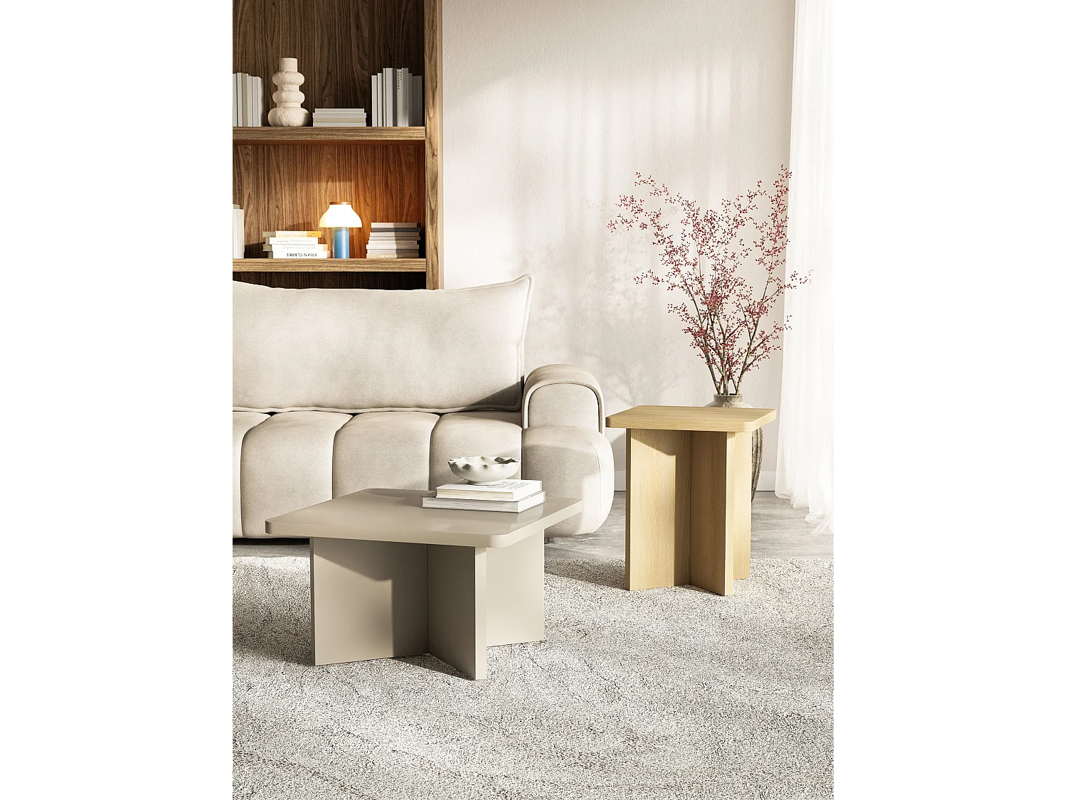 Table basse – 42 cm – chêne effet bois – QUBEO