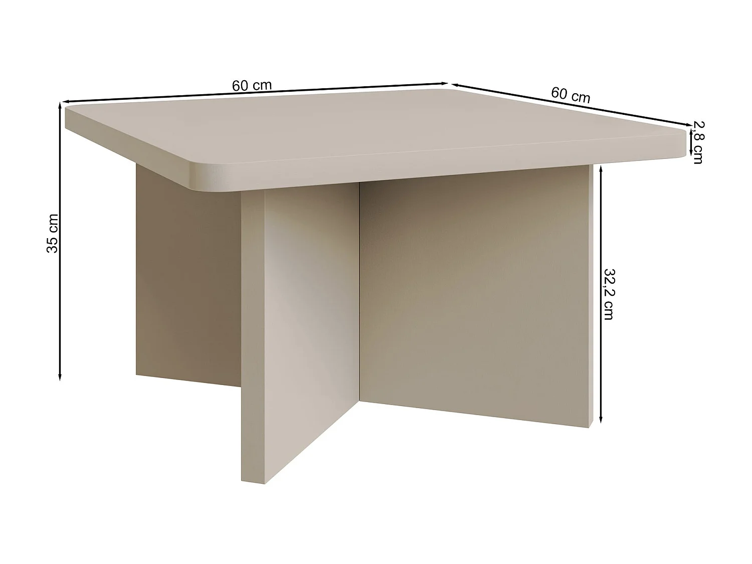 Table basse – 60 cm – frêne brun effet bois – QUBEO