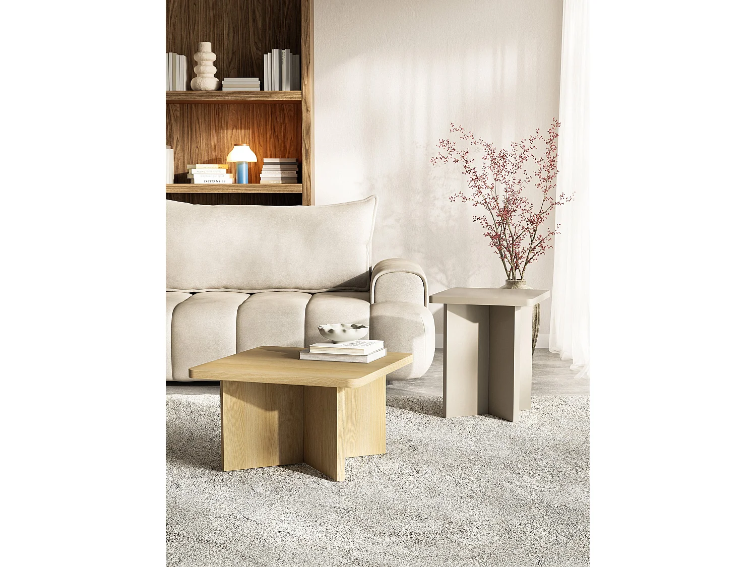 Table basse – 60 cm – chêne effet bois – QUBEO