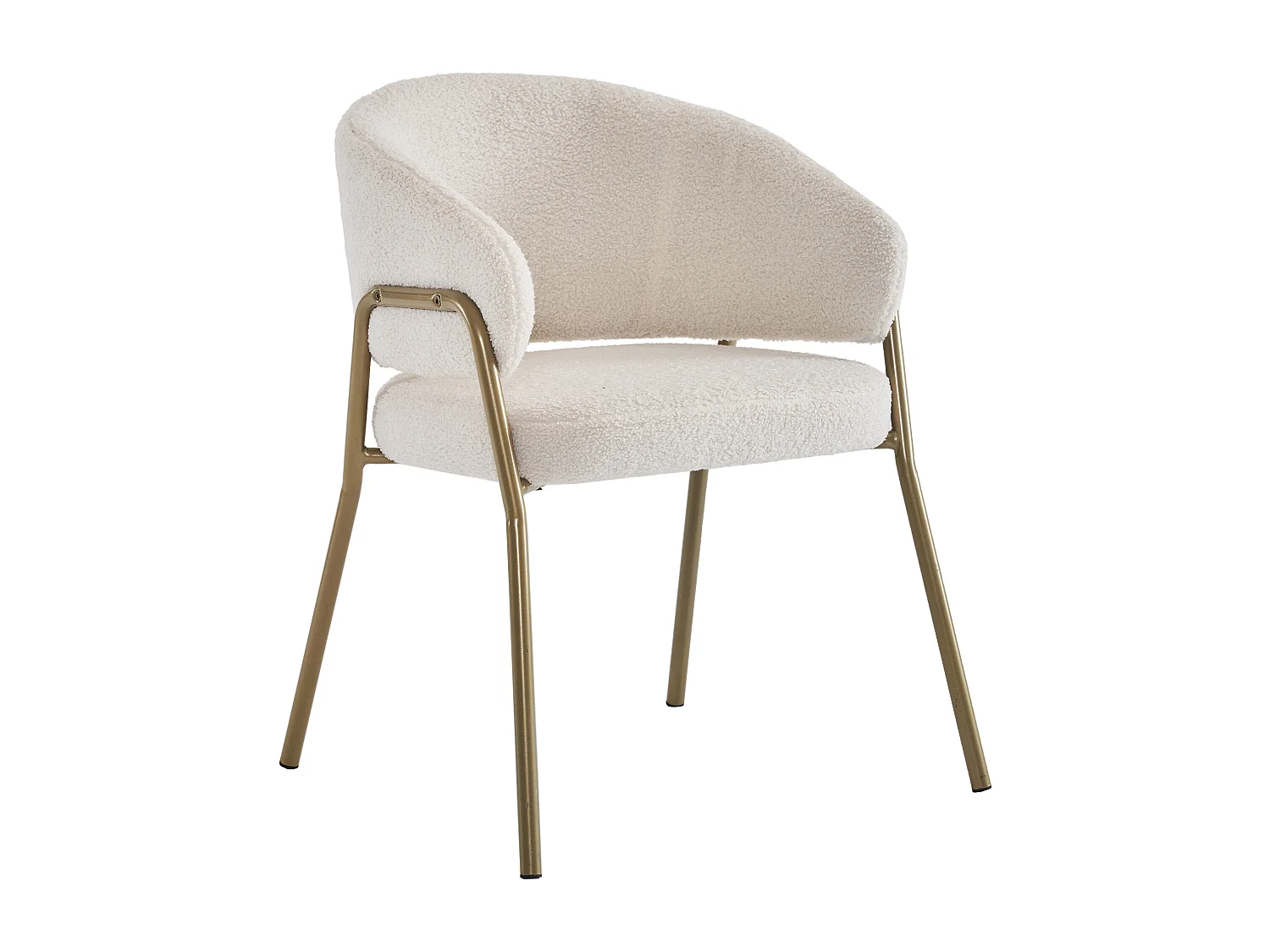 Chaise de salle à manger en polaire avec pieds en fer dorés – blanc