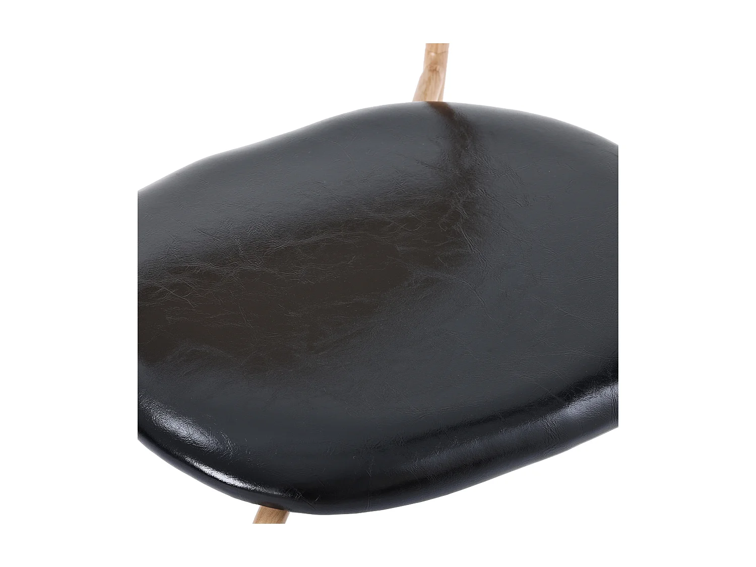 Set di 4 sedie con seduta in PU e gambe in metallo, schienali in rattan naturale – nero e marrone