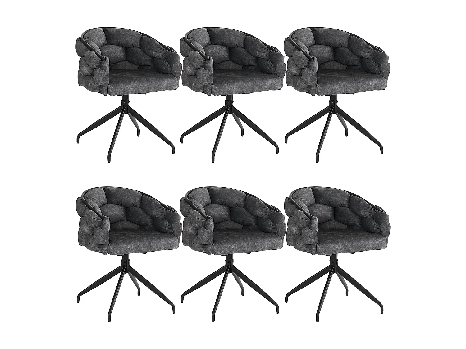 Juego de 6 sillas de comedor de terciopelo y metal – gris