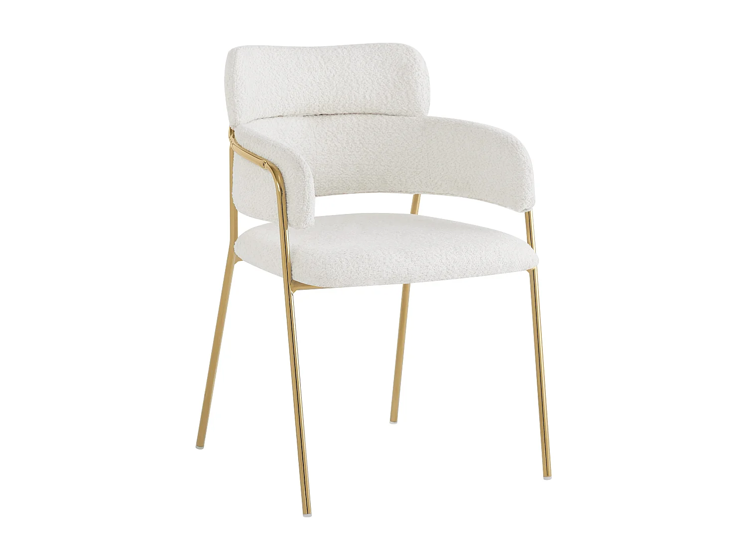 Lot de 4 chaises en velours et métal, design ergonomique – beige et doré