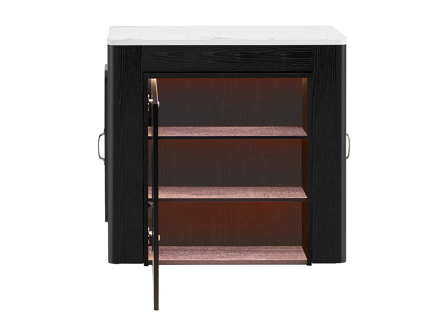 Mesa de comedor extensible negra – mesa de 3 puertas y 3 estantes – con toma de corriente y ruedas