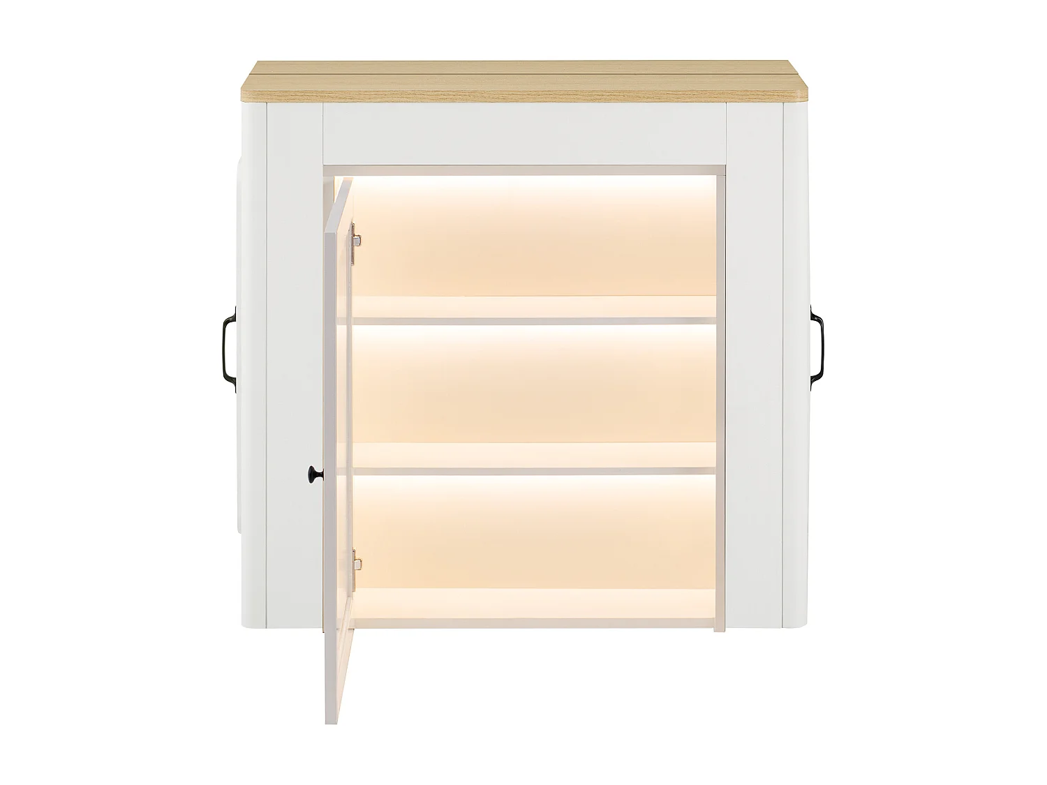 Table à manger extensible blanc – Table à 3 portes et 3 plateaux – avec prise électrique et roulettes