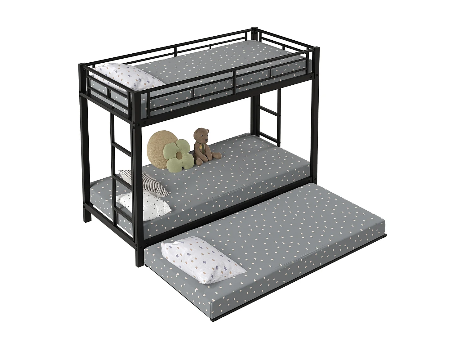 Etagenbett 90 x 200 cm – Metall – schwarz