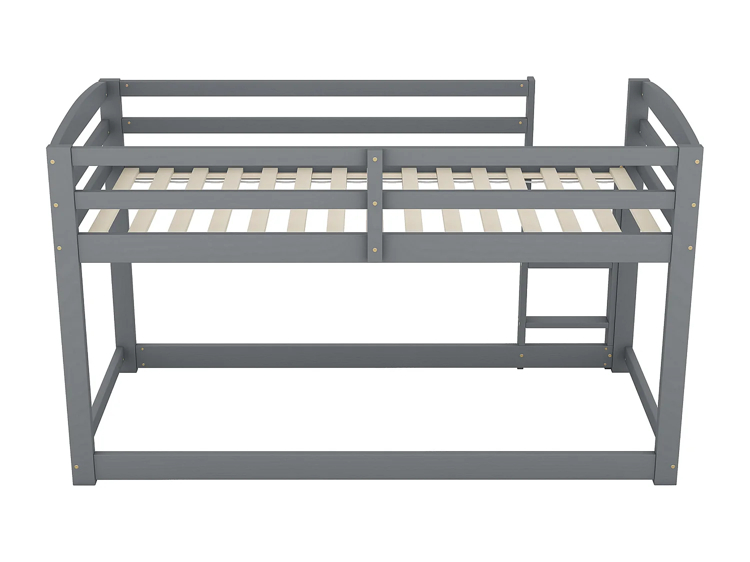 Lit superposé 90 x 200 cm - modèle bas - 15 sommiers - bois gris - matelas non inclus