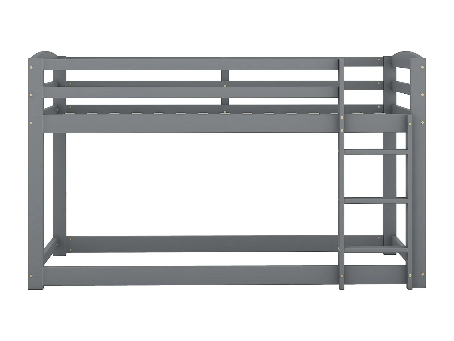 Lit superposé 90 x 200 cm - modèle bas - 15 sommiers - bois gris - matelas non inclus