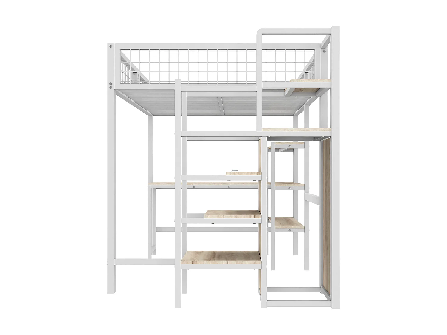 lit mezzanine 140x200 cm - avec étagères - blanc - sans matelas